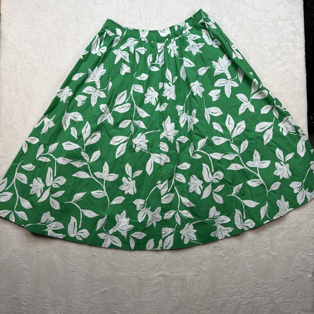 J Crew Floral Two Piece Set Womens Size 6 Green Crop Top Skirt Matching - Picture 15 of 16